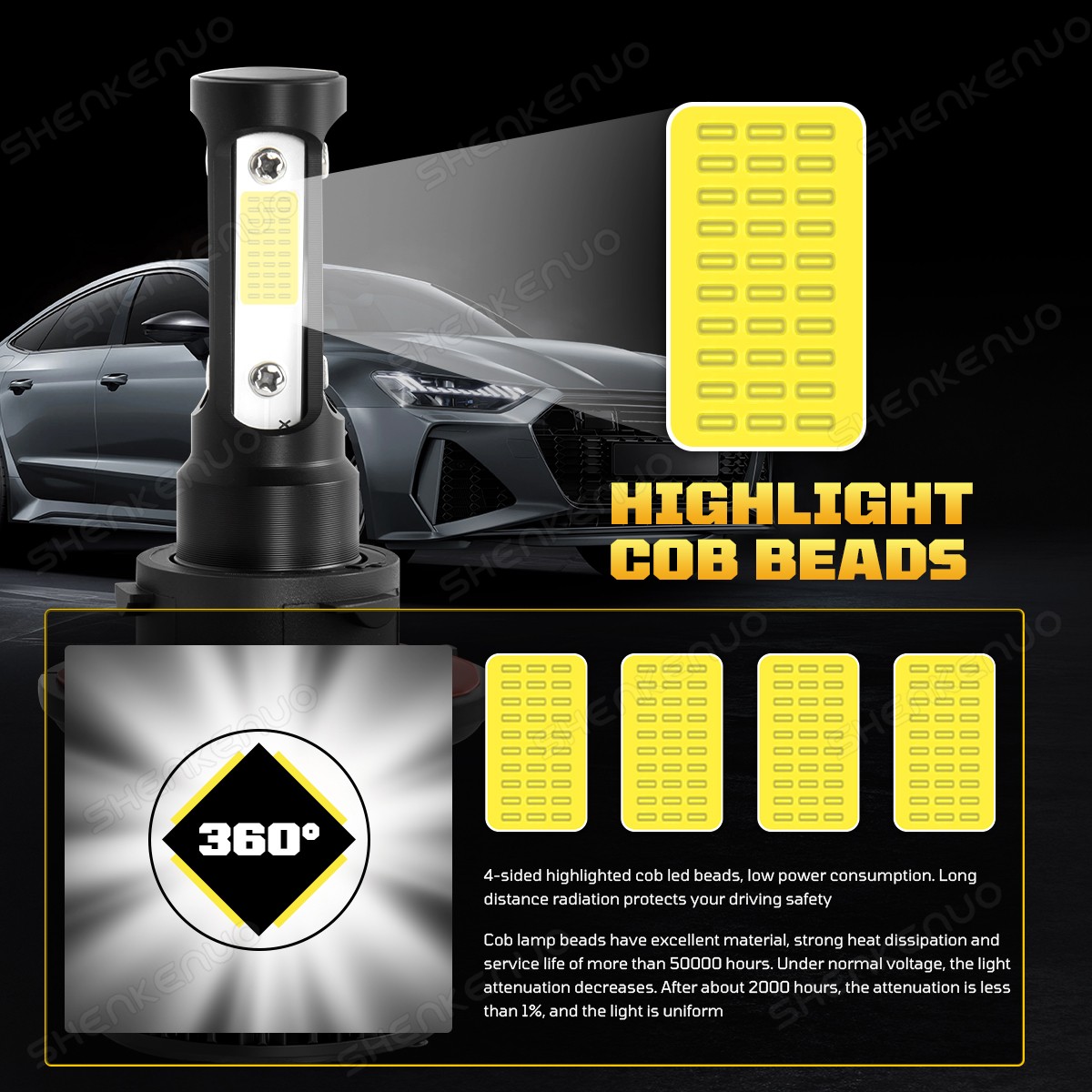 For Jeep Wrangler 2007-2009 4Pcs 9008/H13+9145 LED Headlight Bulbs+Fog Light
