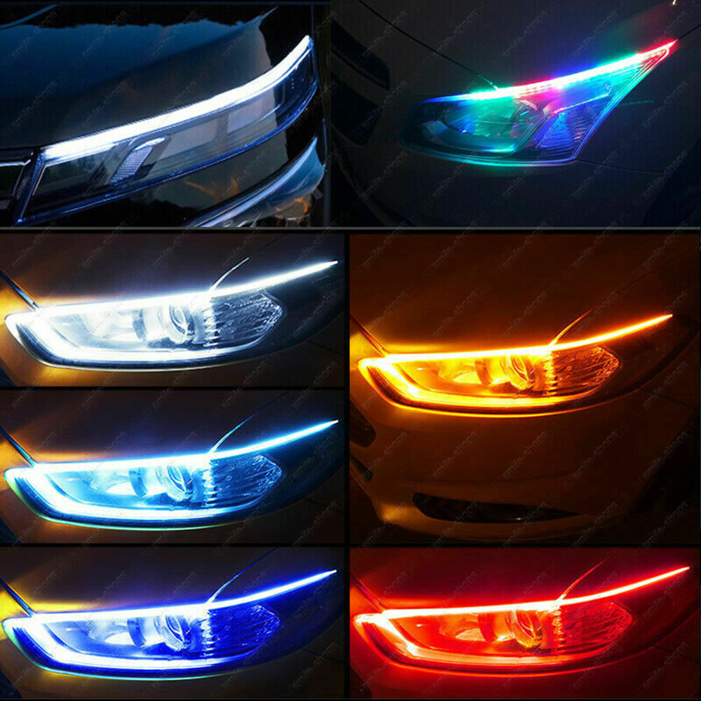2pcs 60cm RGB Multi-Color Flexible Tube LED DRL Strip Light Flowing Turn Signal