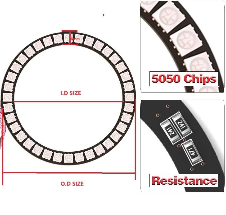 For Car Headlight & Fog Lights LED RGB Rings Halo Rings Angel eyes 40mm to 140mm