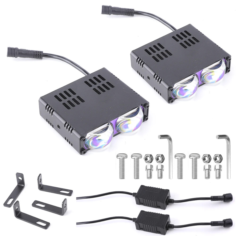 Pair White/Yellow Dual Color 120W Mini LED Projector Lens Driving Fog Lights