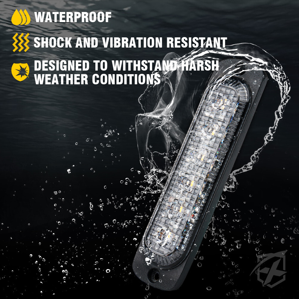 6LED Side Marker Headlight Strobe Lights Bar Emergency Yellow / Amber 8 Pods Set