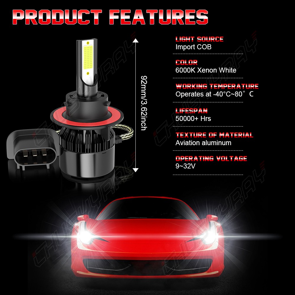For 04-14 Ford F150 10000K LED Headlight Hi/Lo+Fog Light 4 Bulbs H13 H10 Kit