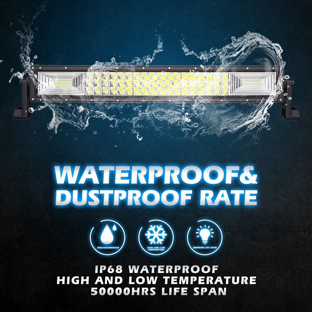 Tri Row 52 INCH +22 INCH LED Lights Bar +4x 18W Pods For Jeep Wrangler JK TJ YJ