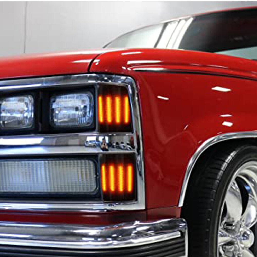 Full LED 4PC Amber Corner Side Marker Lights For 94-98 Chevy C/K 1500 2500 3500