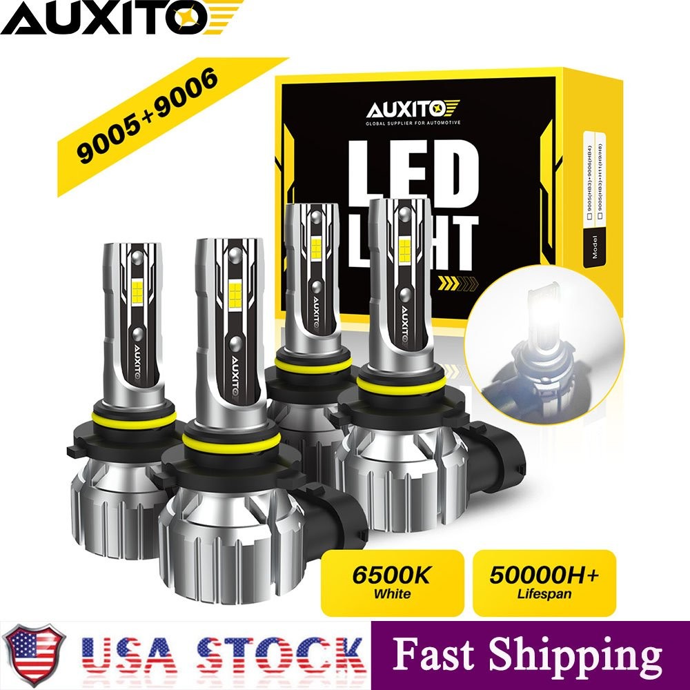 AUXITO 9005 9006 Combo LED Headlight Bulbs High Low Beam Bright Replace Halogen