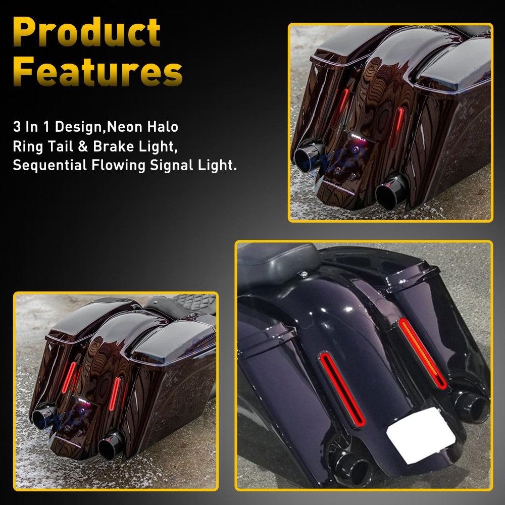 2X Car Oval LED Truck DRL Flowing Light Turn Bar Signal Stop Brake Tail Strip
