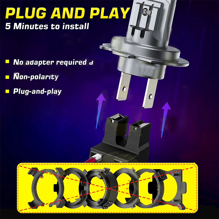 10000K White LED Headlight Hi/Lo Beam Bulbs 9005 H7 Conversion Kit AAAAA