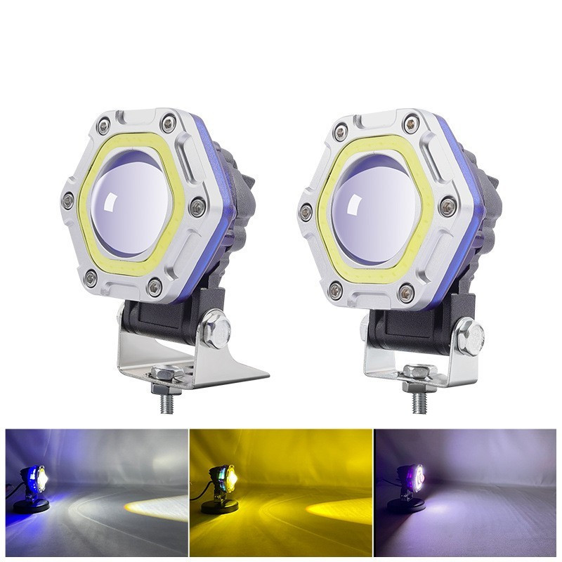 1 PCS Motorcycle 3.5-Inch Spotlight External Glow Hexagonal Spotlight Auxiliary
