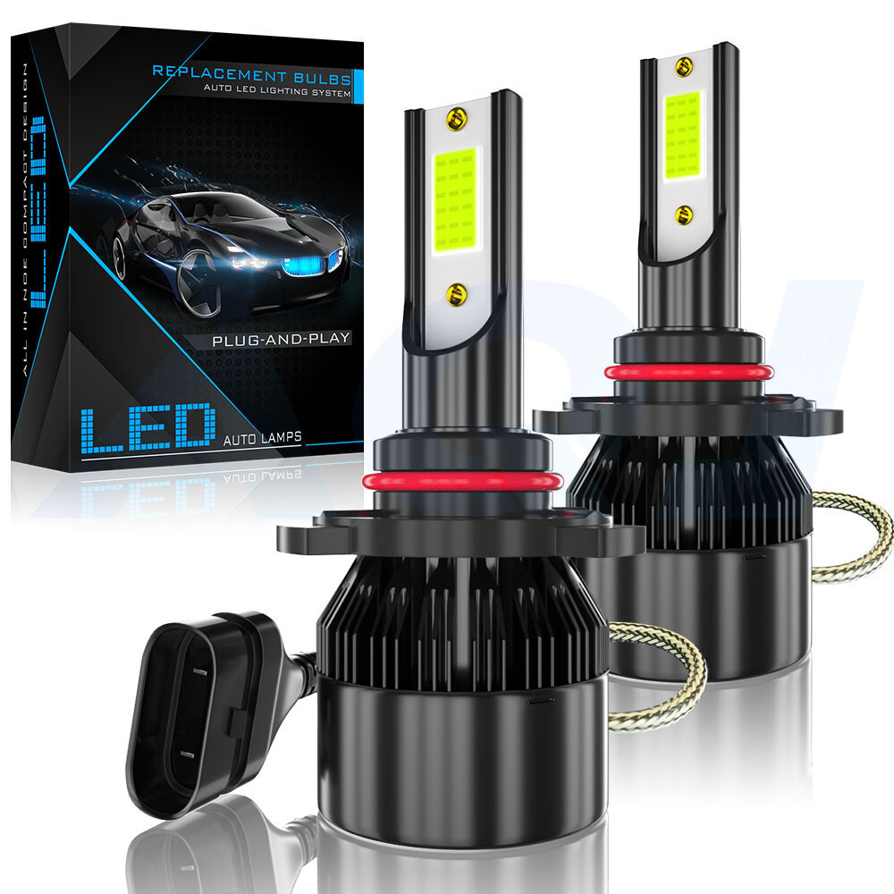 4PCS Mini Combo 9005+H11 LED Headlight Kit High Low Beam Bulbs Ice blue 8000K