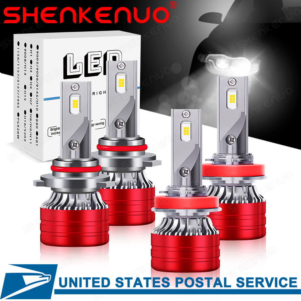 4pcs 9005 H11 LED Combo Headlight Kit CSP High Low Beam Light Bulbs 6000K