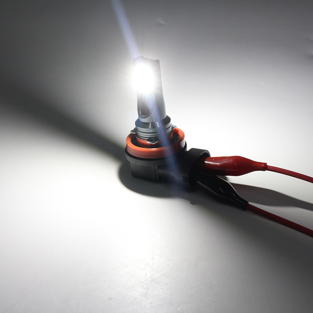 2Pcs H11 LED Light Super Bright Bulbs White Light Aviation Aluminum + ABS