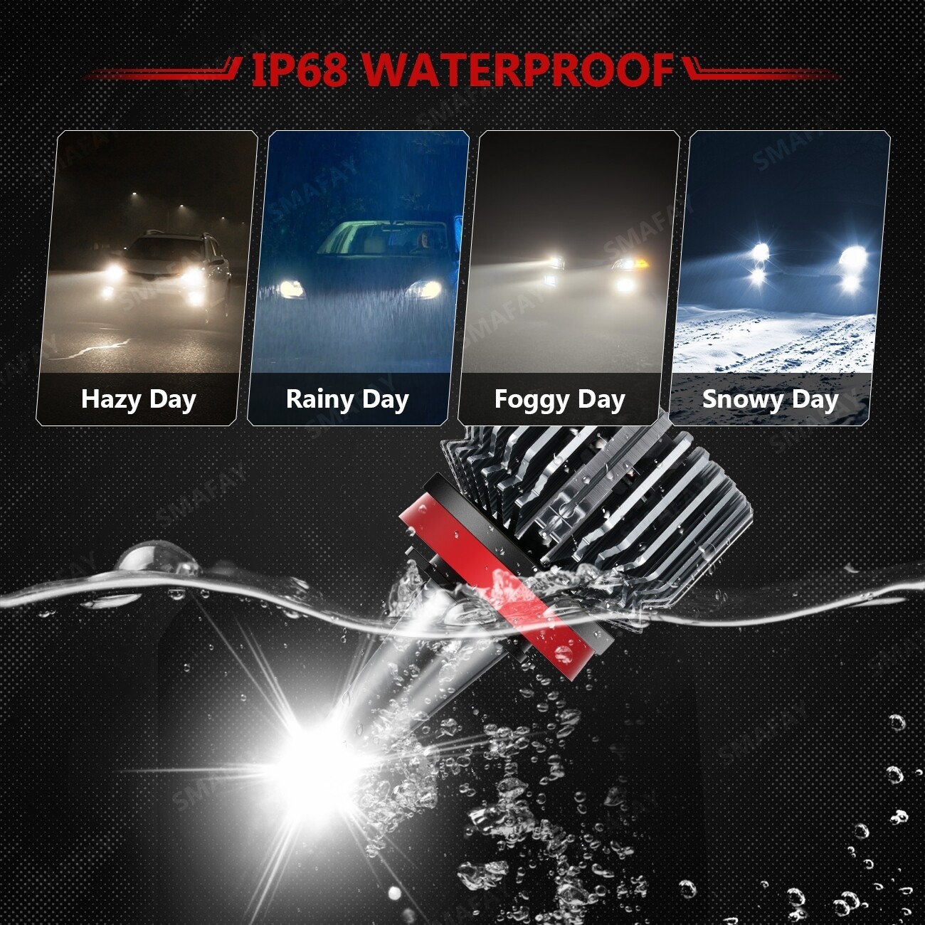 8-Sides H11 LED Headlight Kit Low Beam Bulbs Super Bright 1200000LM 6000K White