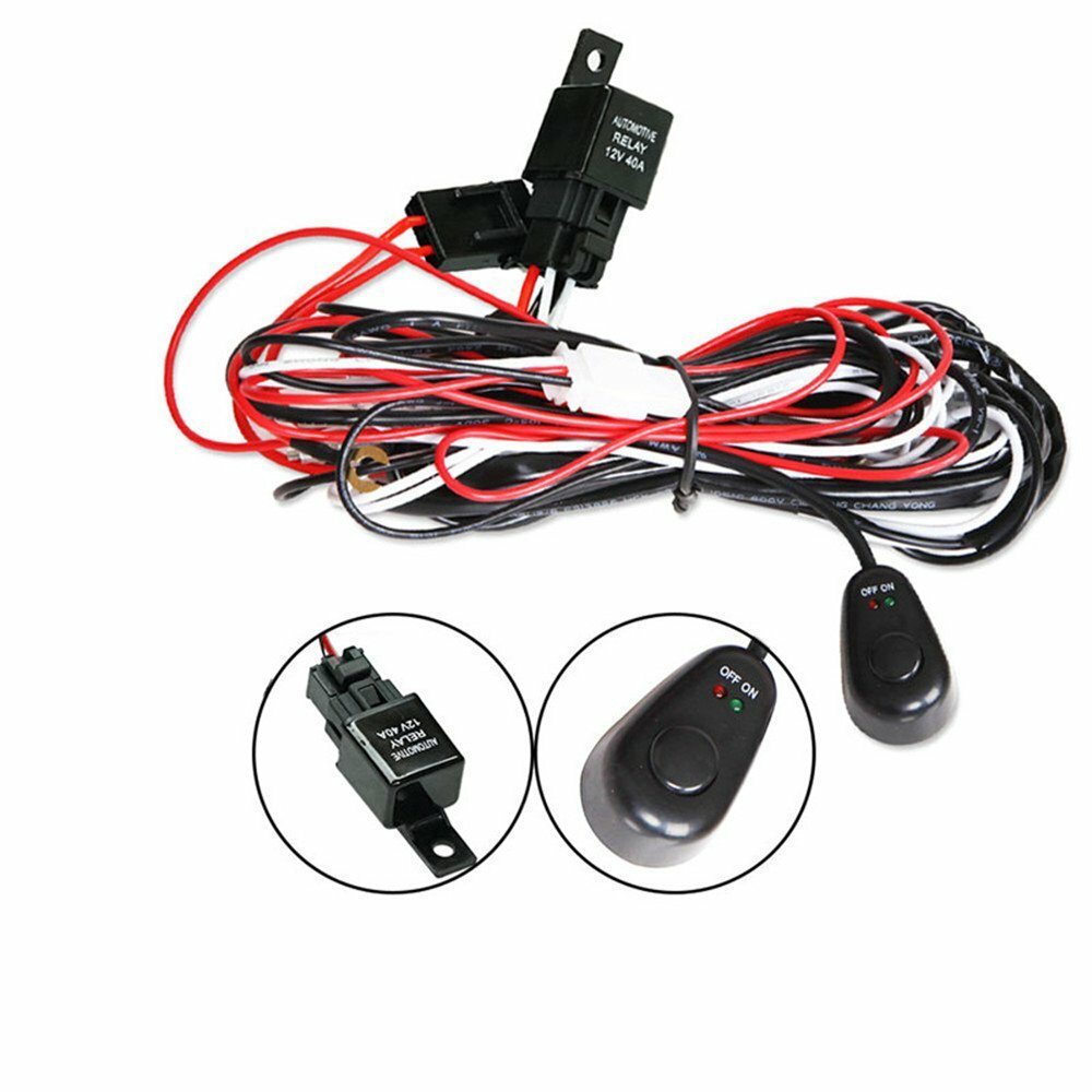 40A Fog Lamp Wiring Harness Kit Fuse ON OFF Switch Relay For LED Work Light