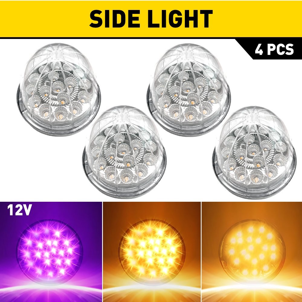 4PC Amber Purple Dual Color LED Watermelon Lights Side Marker Lights 17LEDs Part