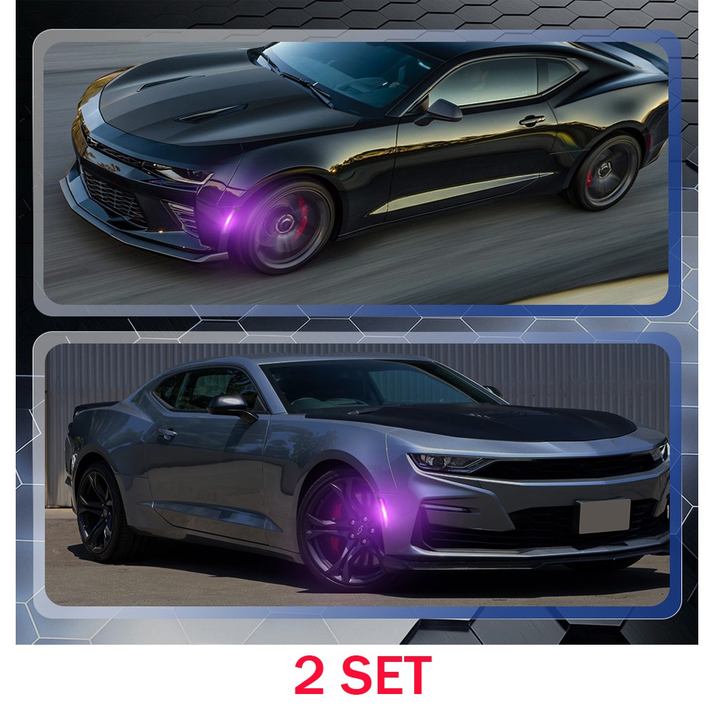 8PCS Purple LED Side Marker Lights For 2016-2023 Chevrolet Camaro Smoked Housing