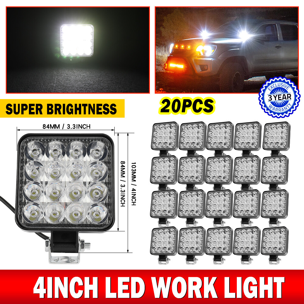 4INCH LED Work Light Flood SPOT Lights For Truck Off Road Tractor ATV Square 48W