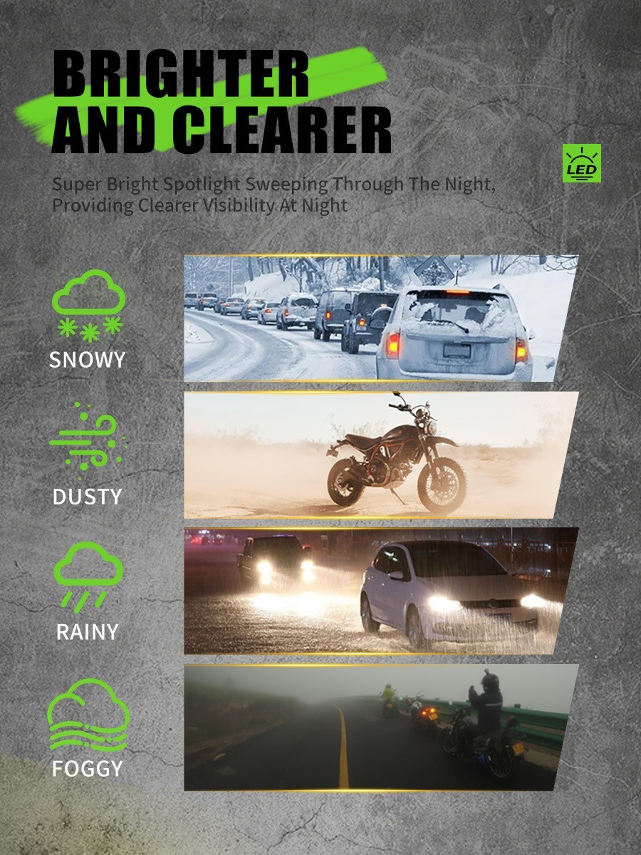 1PCS FourLeaf Clover LED Motorcycle Headlinght With External Spotlight Headlight