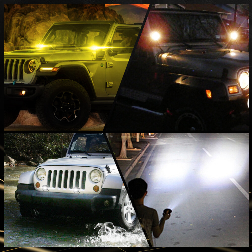Pair 3″inch LED Work Lights Car Offroad Driving Spot Flood Fog Light 160W Yellow