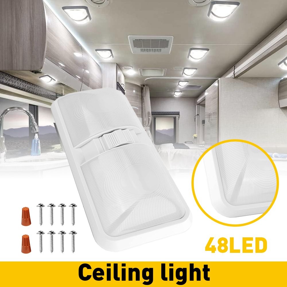 RV Interior 48 LEDs Light Ceiling Camper Trailer 11V-18V 600LM with Switch White