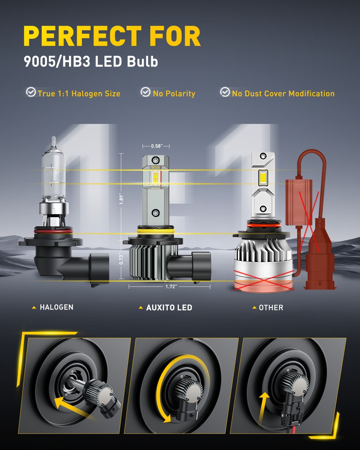 AUXITO 9005/HB3 LED Headlight Bulb Low Beam 6500K Super Bright Conversion 2-10x
