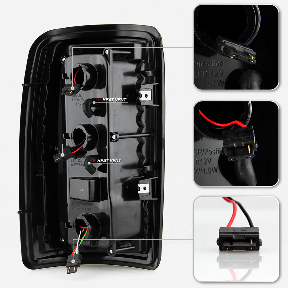 2000-2006 Chevy Suburban Tahoe GMC Yukon Chrome LED Tube Tail Lights Brake Lamps