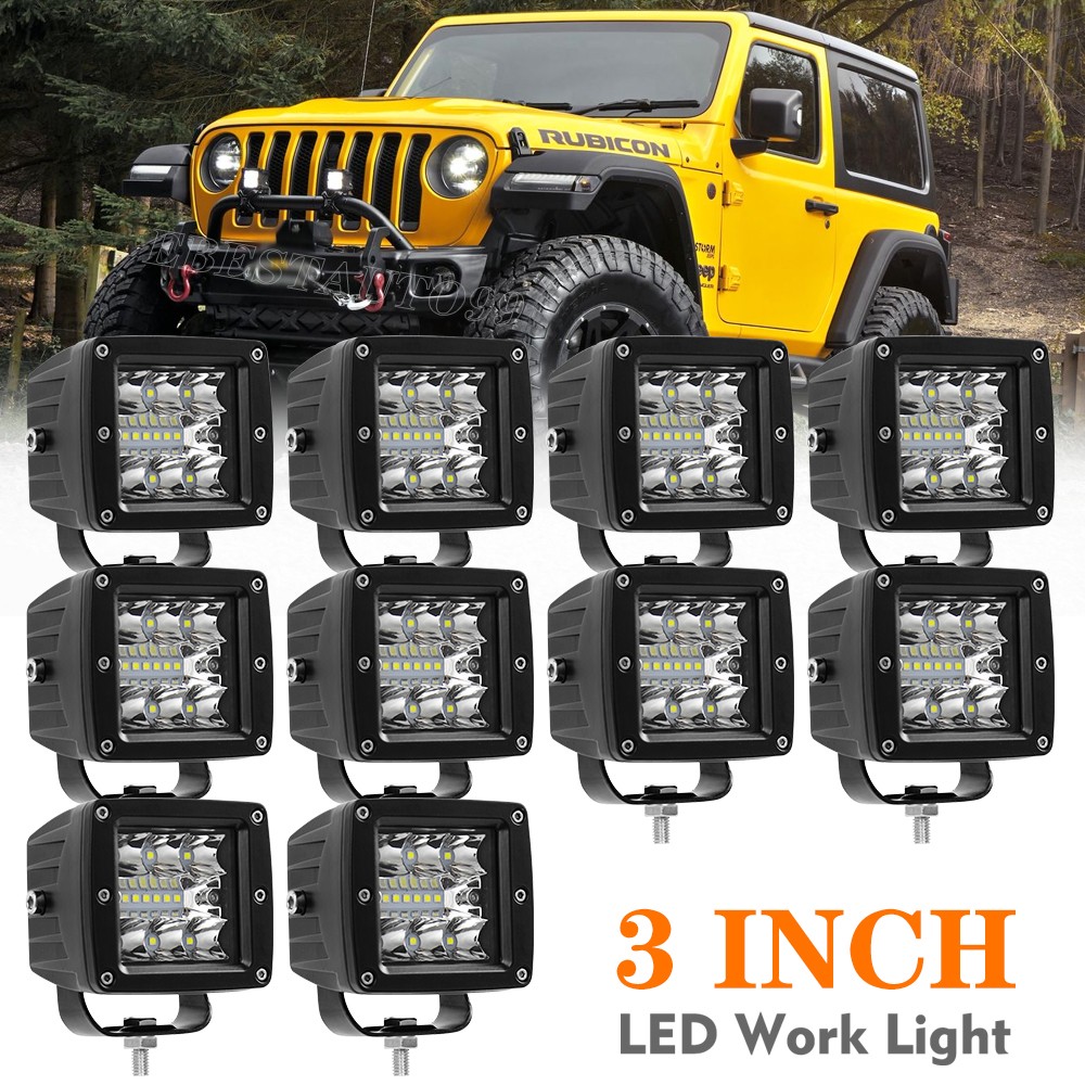 3inch LED Cube Pods Work Light Bar Spot Flood Driving Fog Offroad ATV UTV 4X4