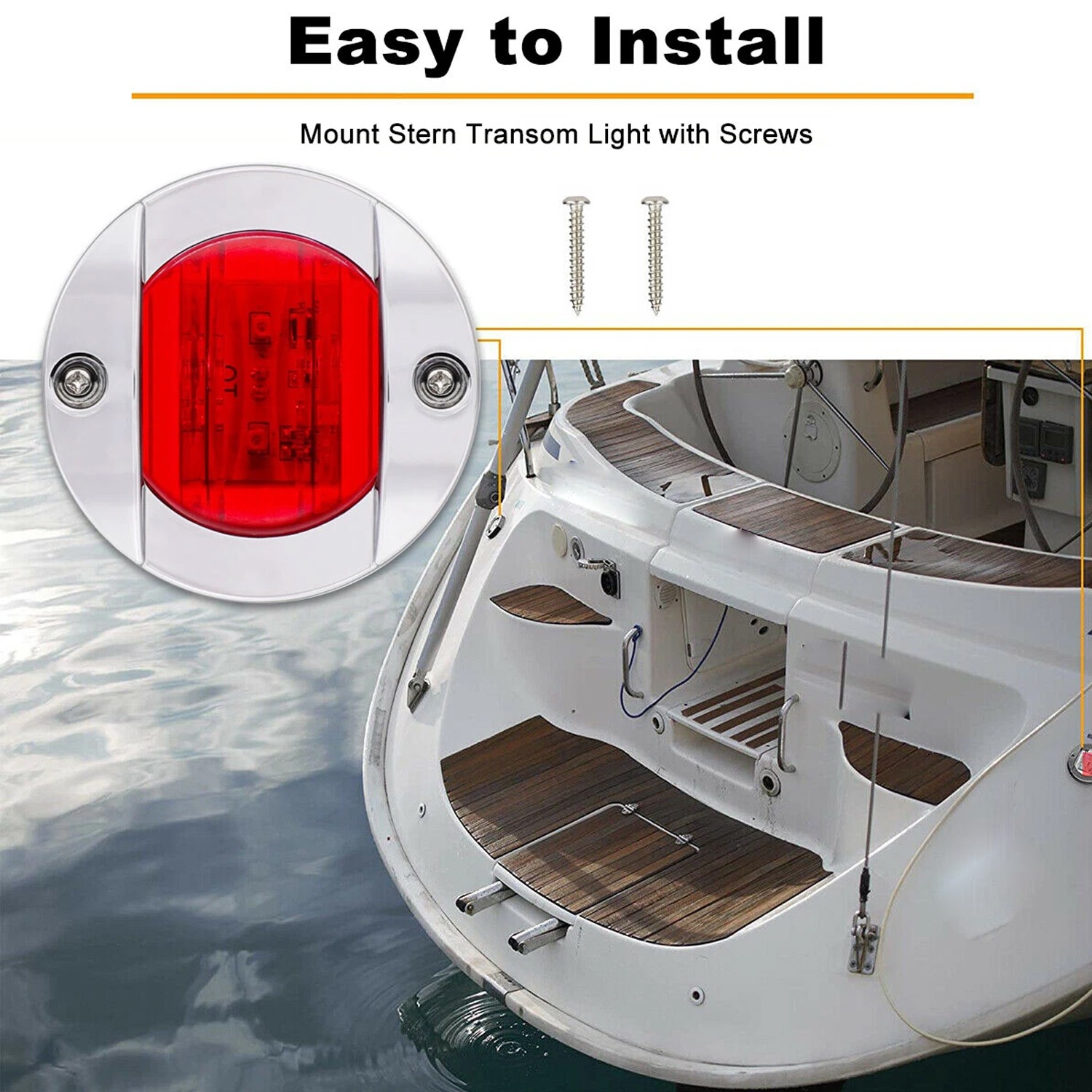 4X Red Round Marine Boat LED Courtesy Lights Cabin Deck Stern Navigatioin Light