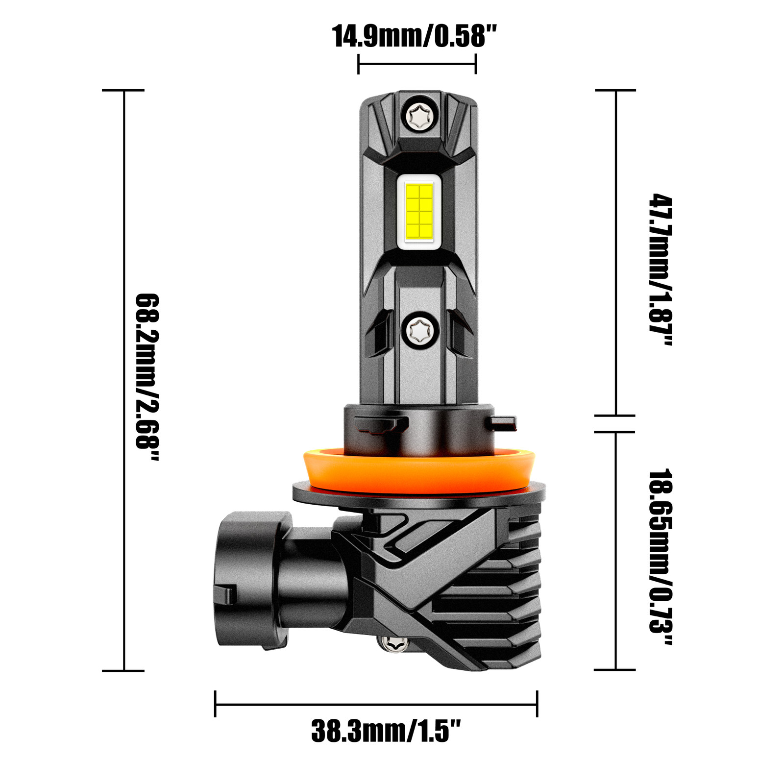 AUXBEAM H11 LED Headlight Kit High Low Beam Bulb White 6500K 24000LM 110W Canbus