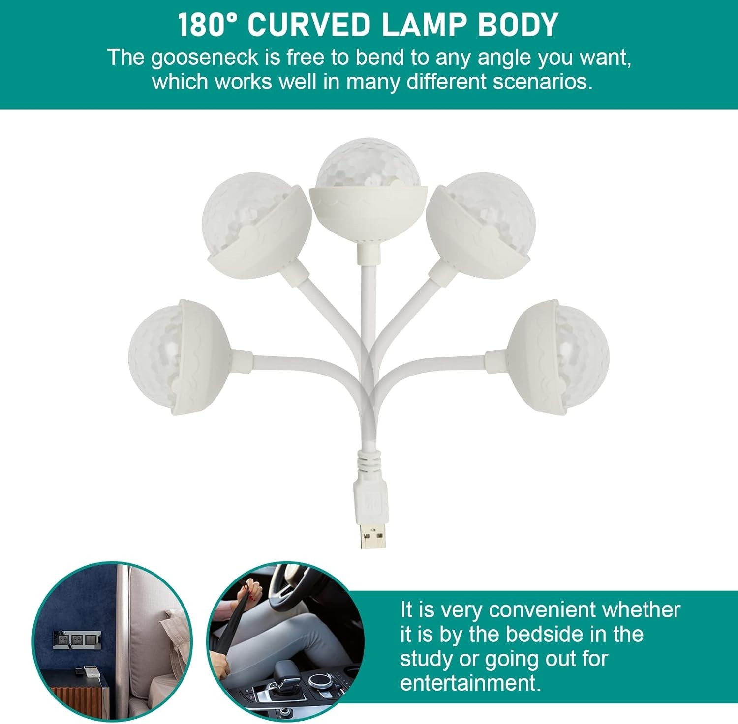 LED Star Car Interior Light 360° Adjustable USB Mood Decor for Vehicle or Room