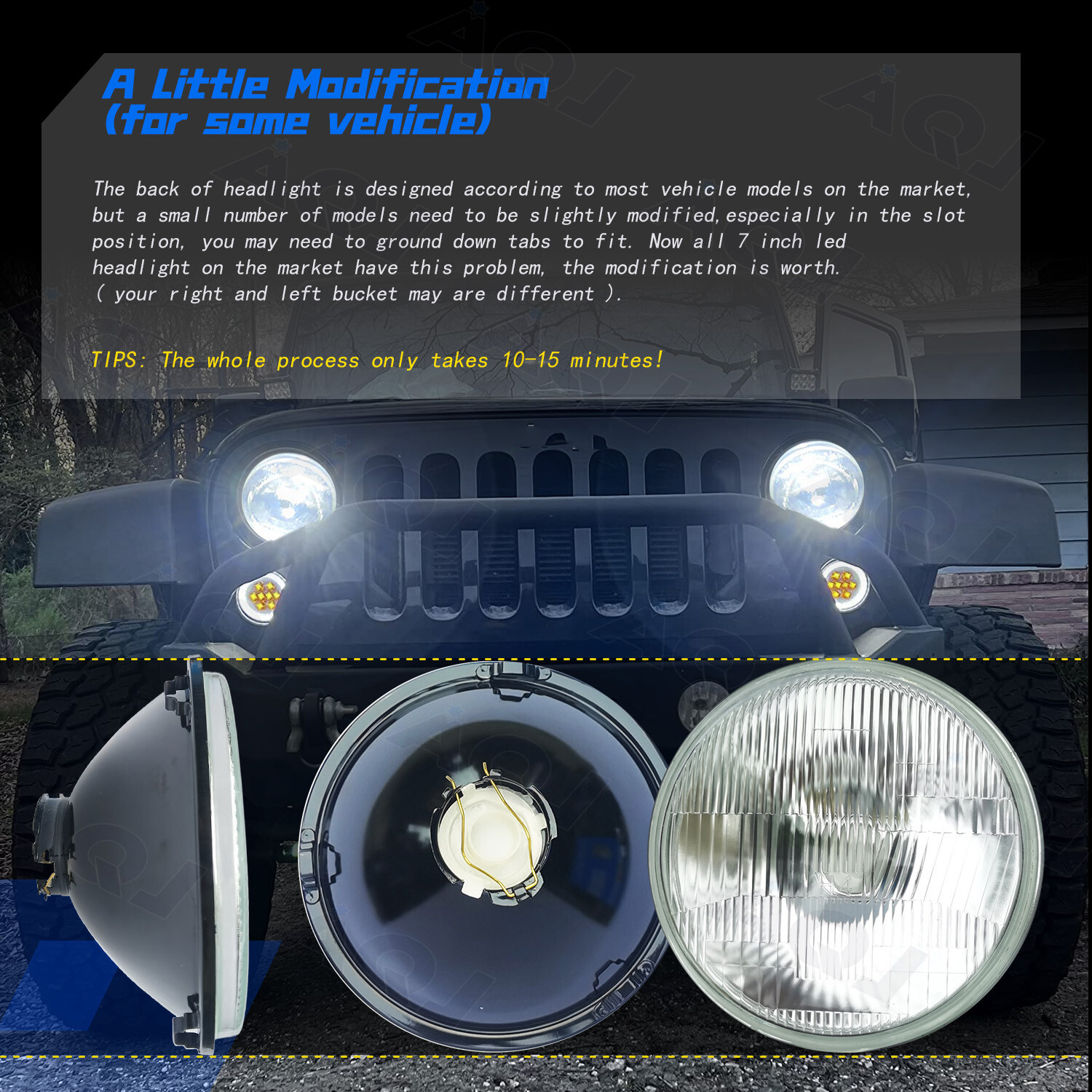 2Pc 7″ inch Round H4 LED Headlight Hi-Lo Beam For Peterbilt 379 359 Truck