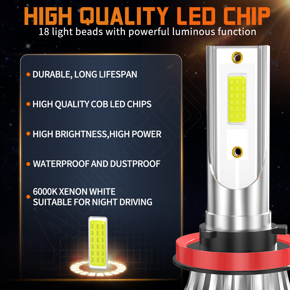 H11 LED Headlight KIT Super Bright Bulbs White 720000LM High/Low Beam Lamp A+