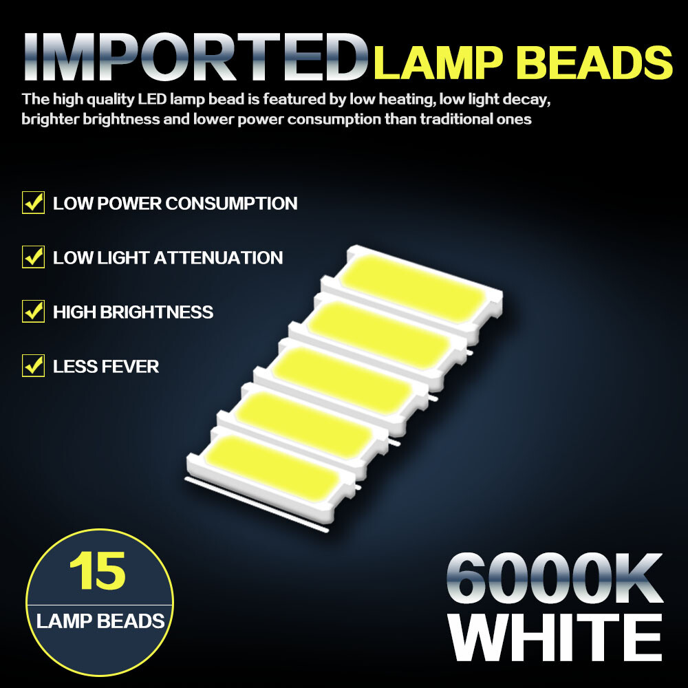 Total 1000LM 6000K White T10 168 194 2825 W5W Tag License Plate Light Bulbs