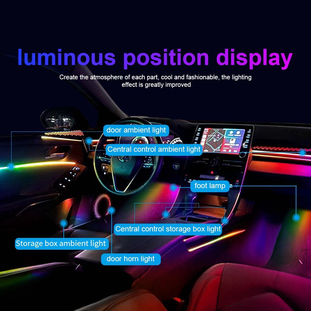 RGB Car Symphony Ambient Light 256 Color Led Atmosphere Acrylic Strip Remote APP