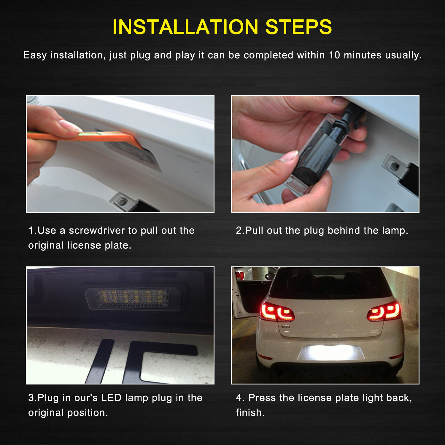 2X LED License Plate Light for VW GOLF EOS LUPO POLO SCIROCCO Super White Canbus