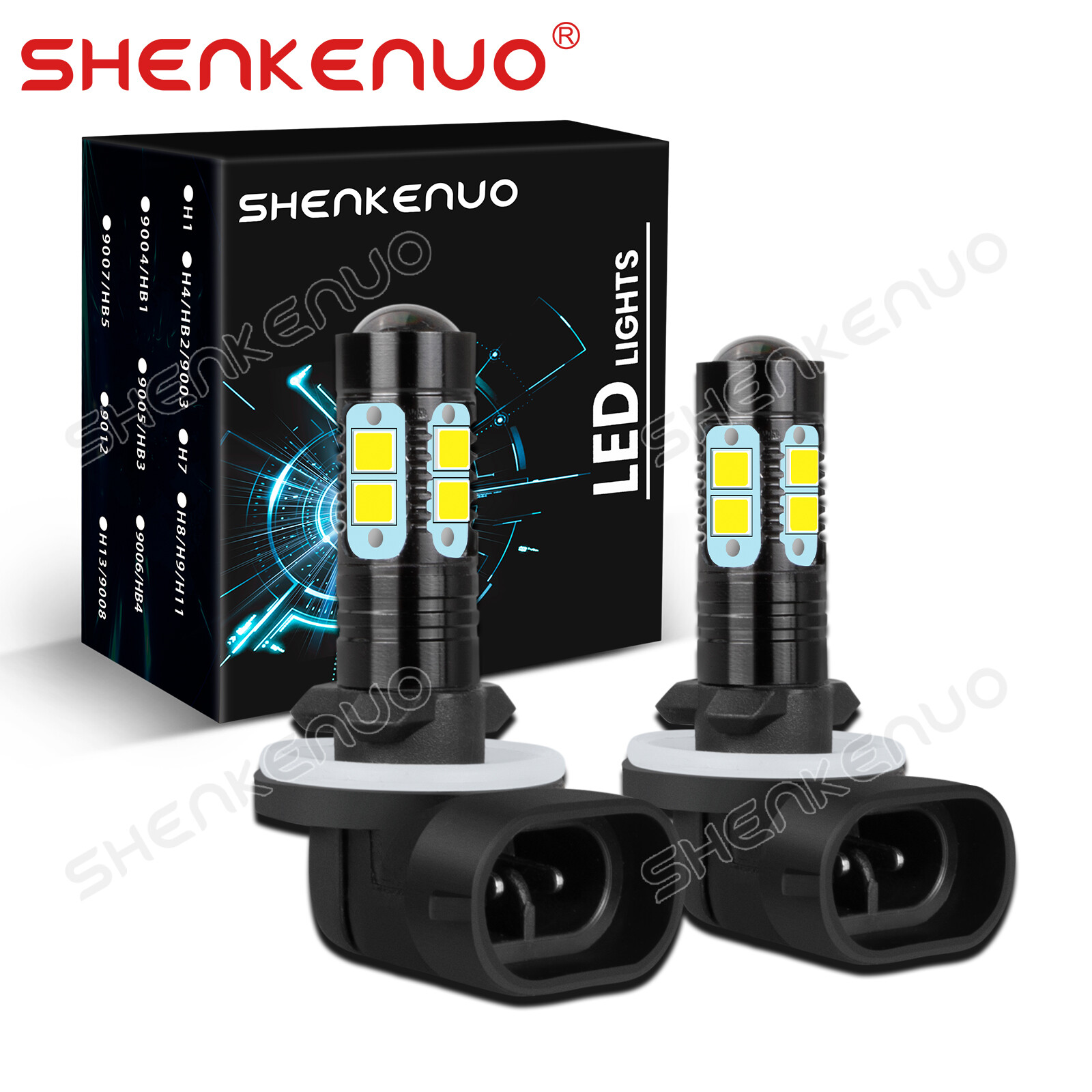 2Pcs 881H27W/2 50W 4000LM White 6000K LED Fog Light Running Bulb Super Bright