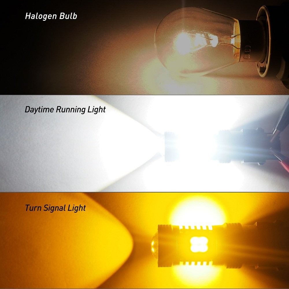 AUXITO 3157 16SMD LED Switchback Dual Color White Yellow amber Turn Signal Light
