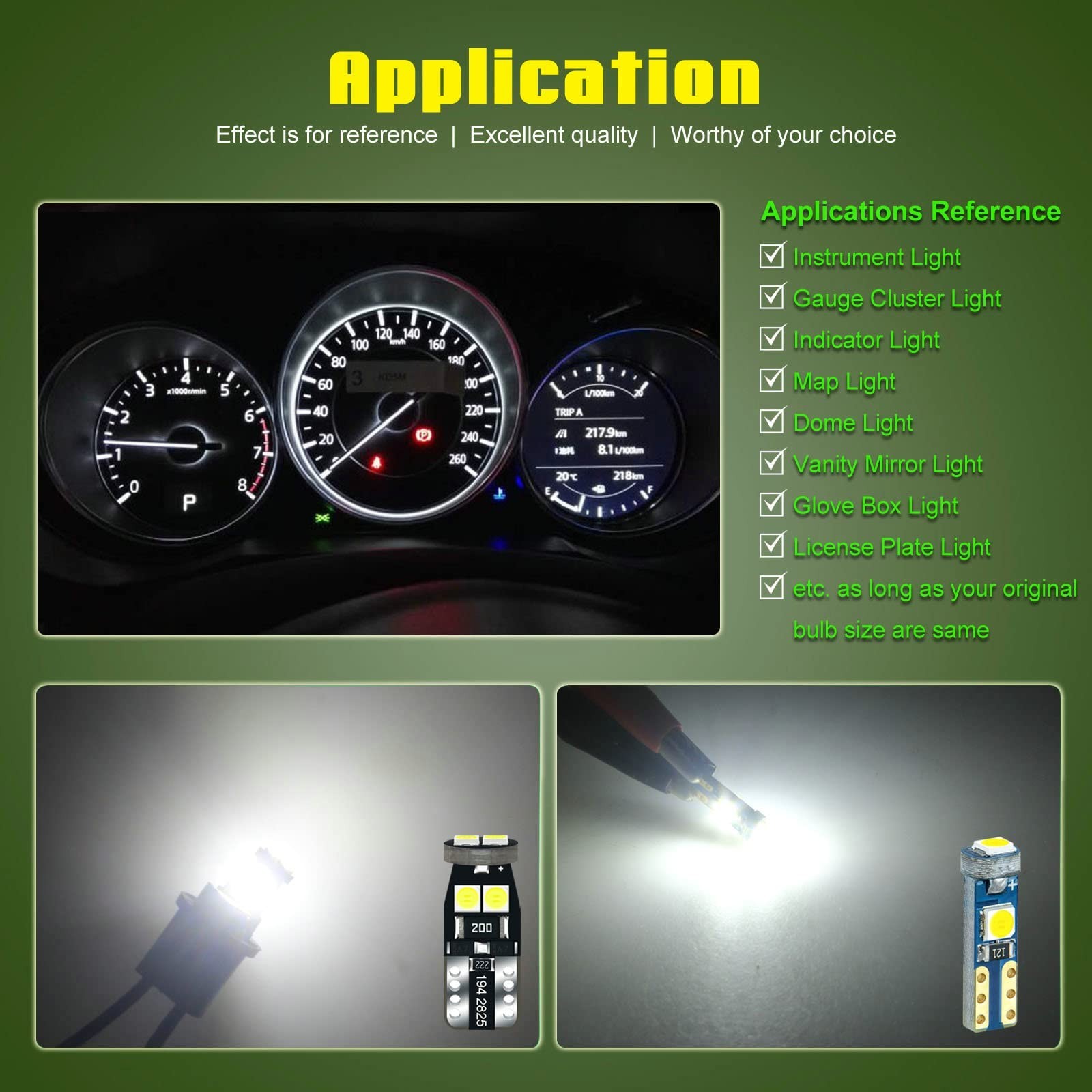 Bright White LED Dashboard Instrument Light | 12V Socket Replacement for T5 T10