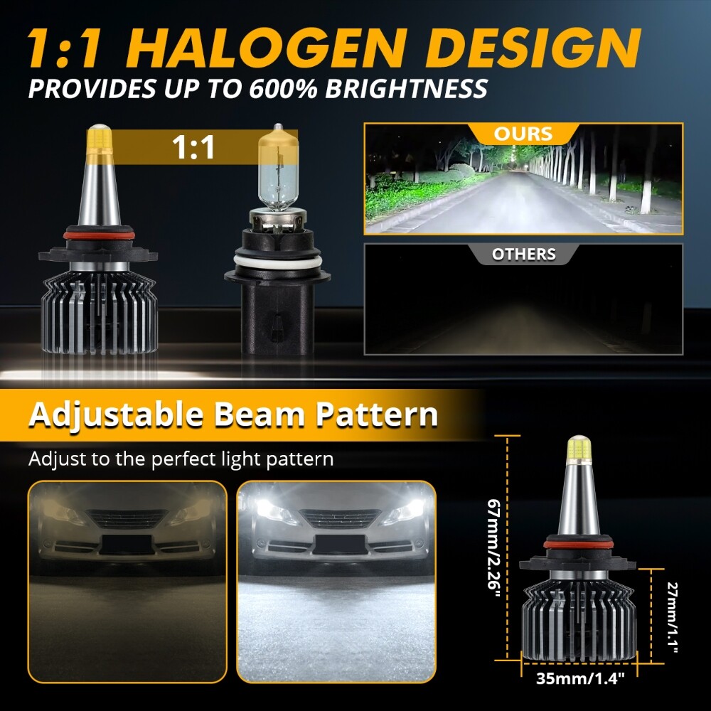 2025 8-sides H11 9005 Combo LED Headlight Bulb High Low Beam Kit 6000K 3000000LM