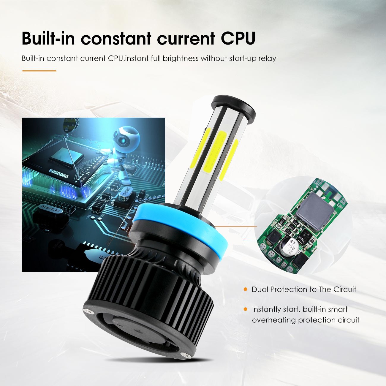 6-Sides H11 H9 H8 LED Headlight Super Bright Bulbs Kit White High/Low Beam 6500K