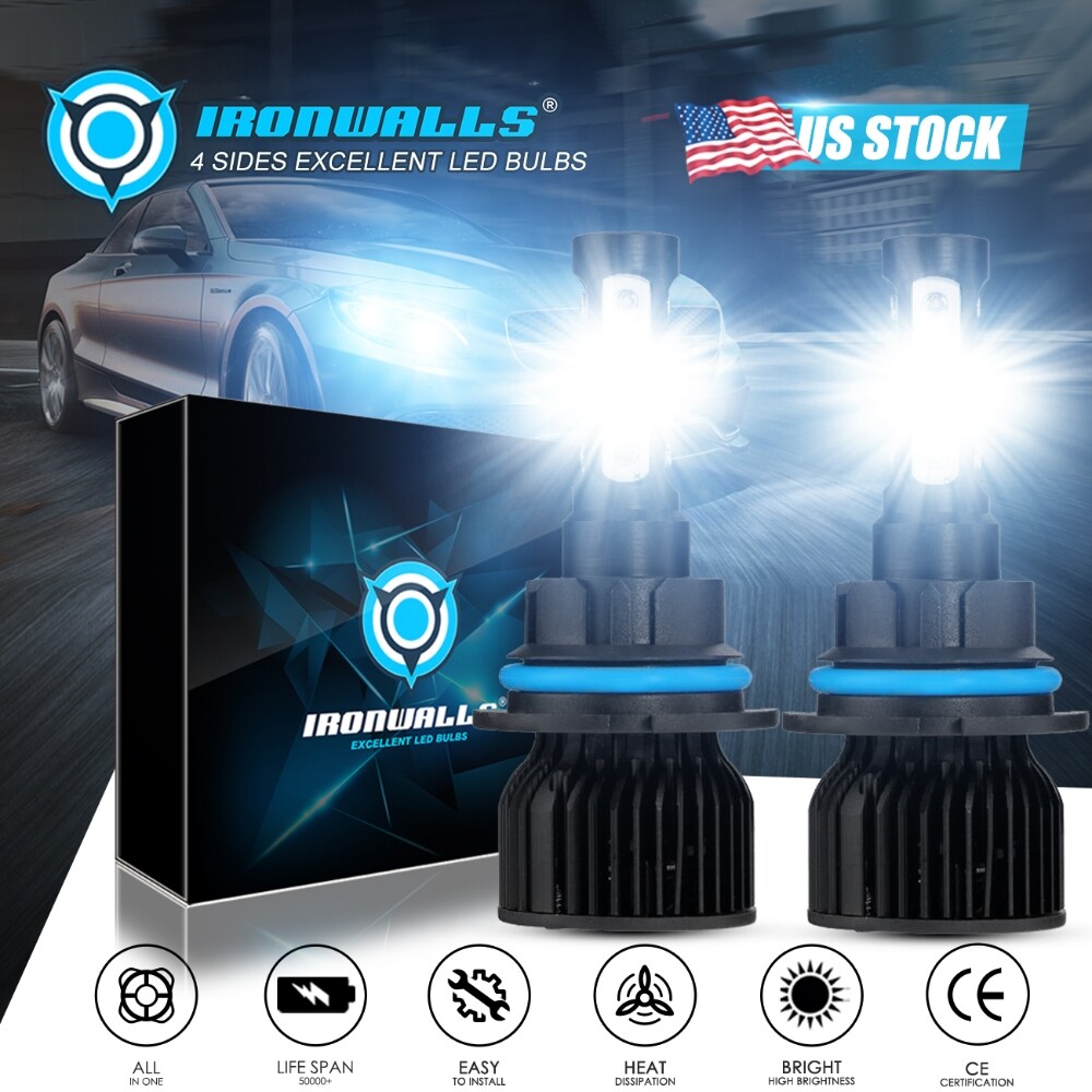 4 Sides 9004 HB1 LED Headlight Bulb Kit High Low Beam Replace Halogen Lamp 6000K