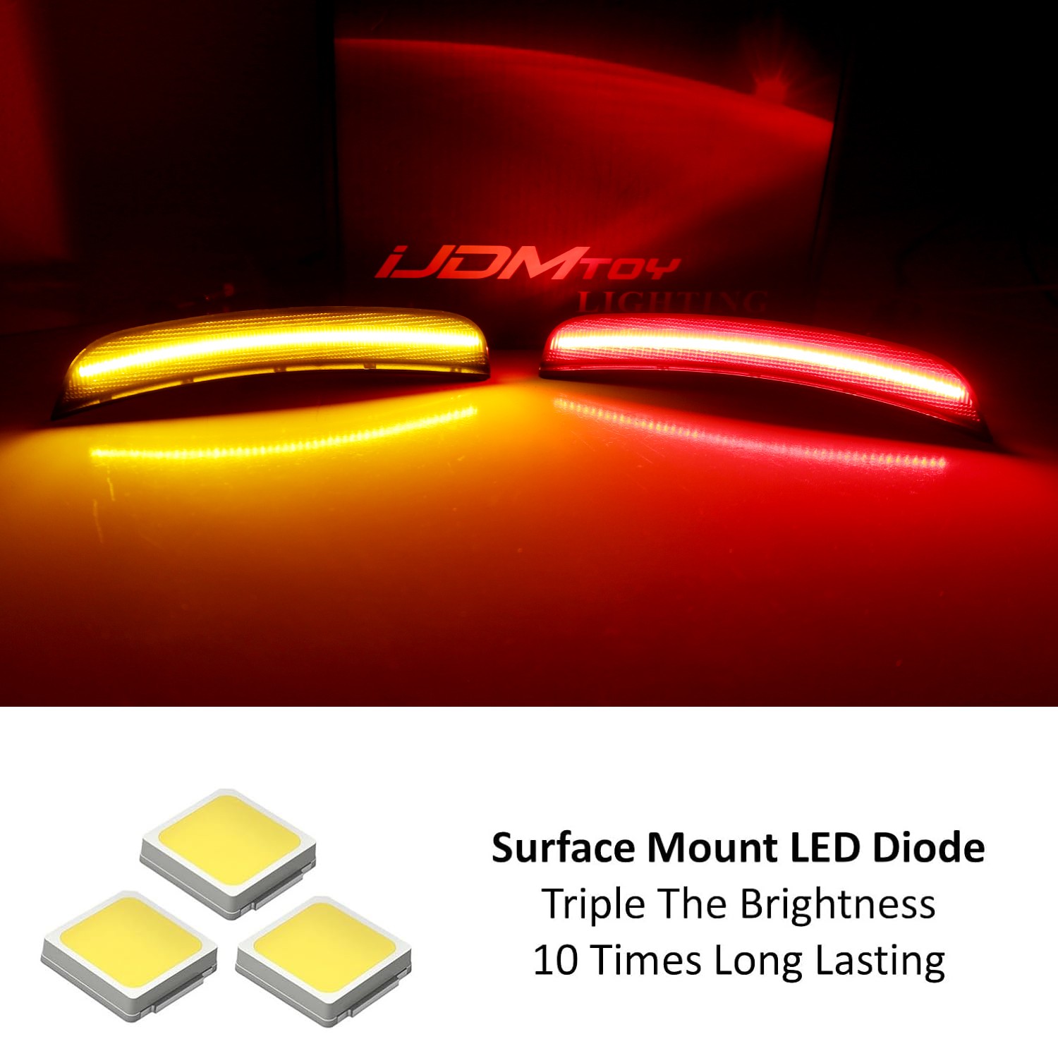Smoke Lens Amber/Red LED Front/Rear Side Marker Lights For Fiat 11-19 500 Abarth