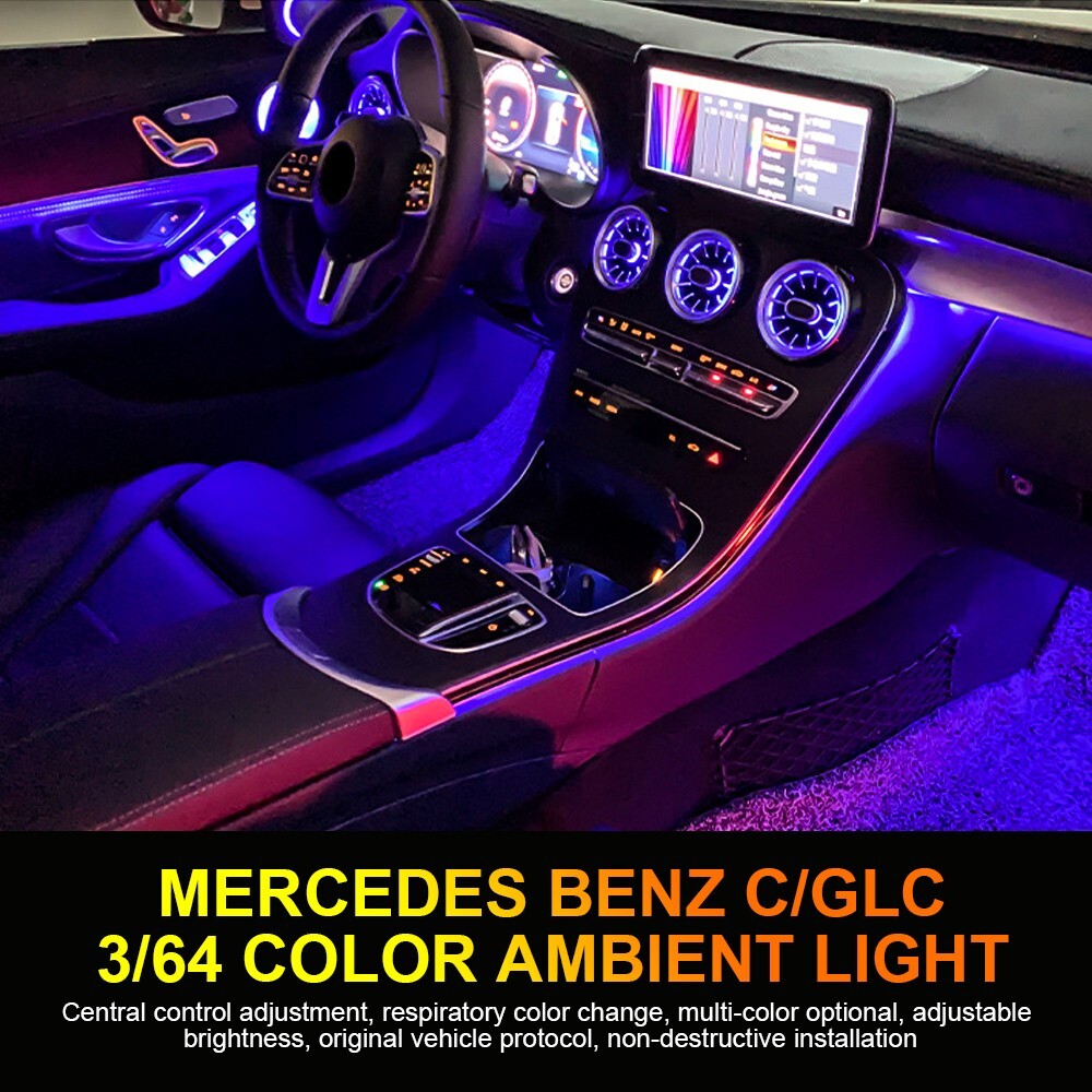 7PCS AC Vent Ambient Light For Mercedes Benz C-Class W205 2019-2021 64 Colors