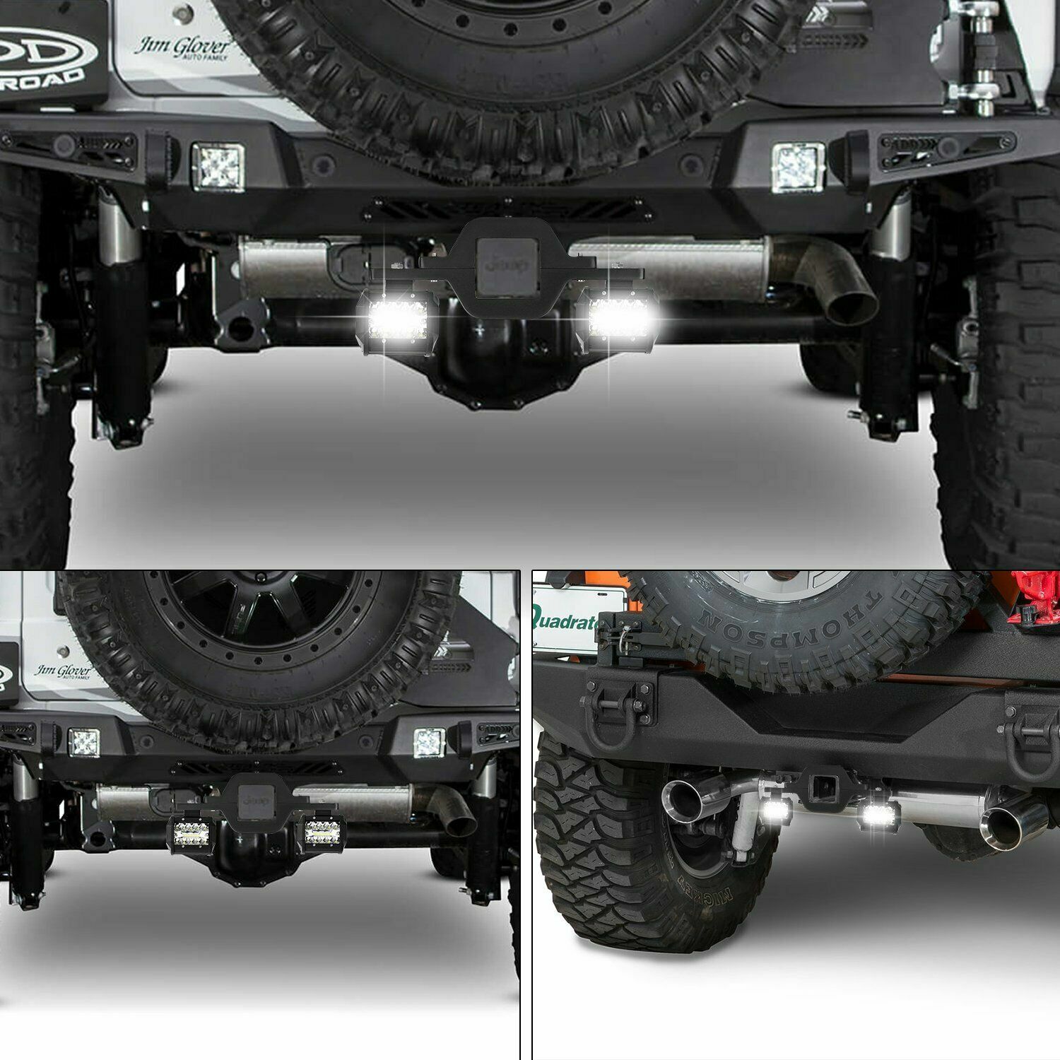 4″ COMBO LED Work Light Pods Backup Reverse For Truck+Tow Hitch Mounting Bracket