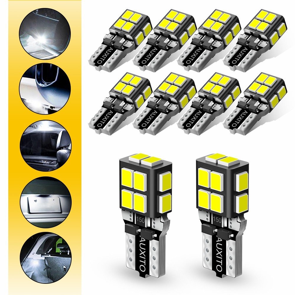 AUXITO LED T10 194 W5W 168 2825 License lamp Plate Inside Dome Map Trunk A