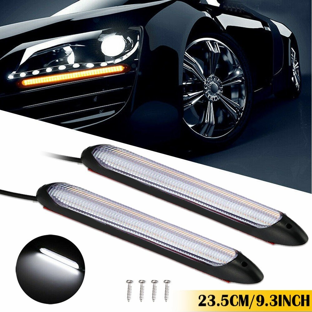 2pcs 9″ DRL Dynamic LED Headlight Daytime Running Signal Turn Light 6000K/3000K