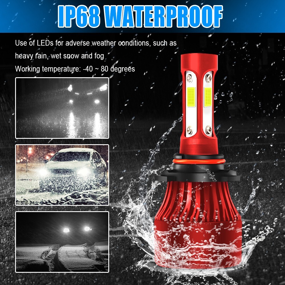 4-Side 9005 9006 Combo LED Headlight Kit High Low Beam Bulb 6000K 4800W 720000LM