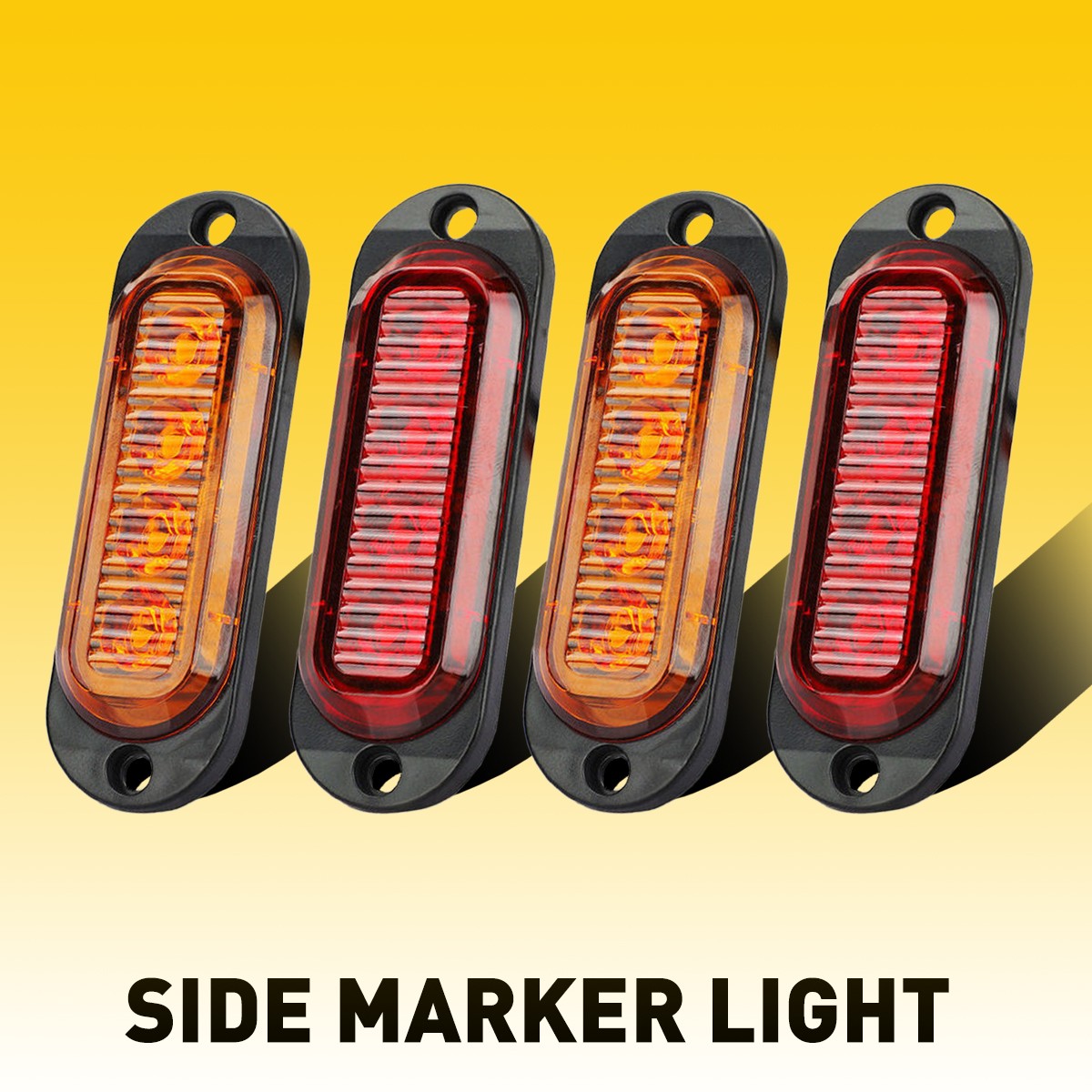 4PCS LED Exterior Side Marker Clearance Lights Waterproof Amber & Red DC12-24V