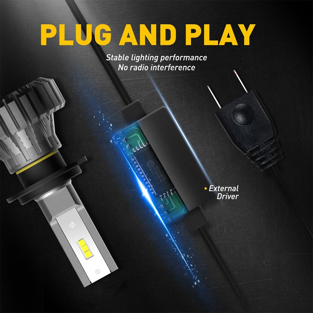2set AUXITO H7 LED Headlight Bulb High Low Beam 6500K Super White 20000LM B3 USA