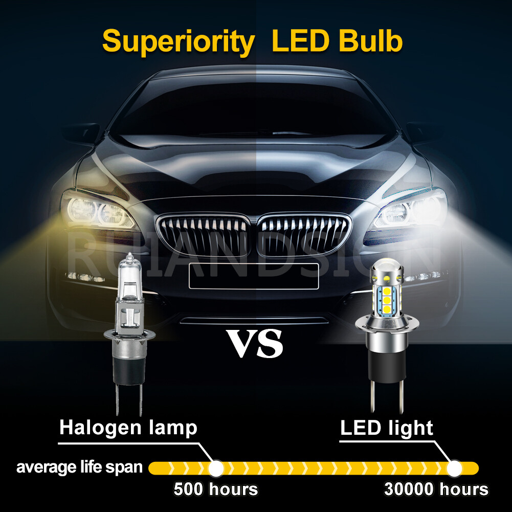 2PCS H3C 2835 LED DC12-24V Car Fog Light Daytime Running Bulb Globe White/Yellow