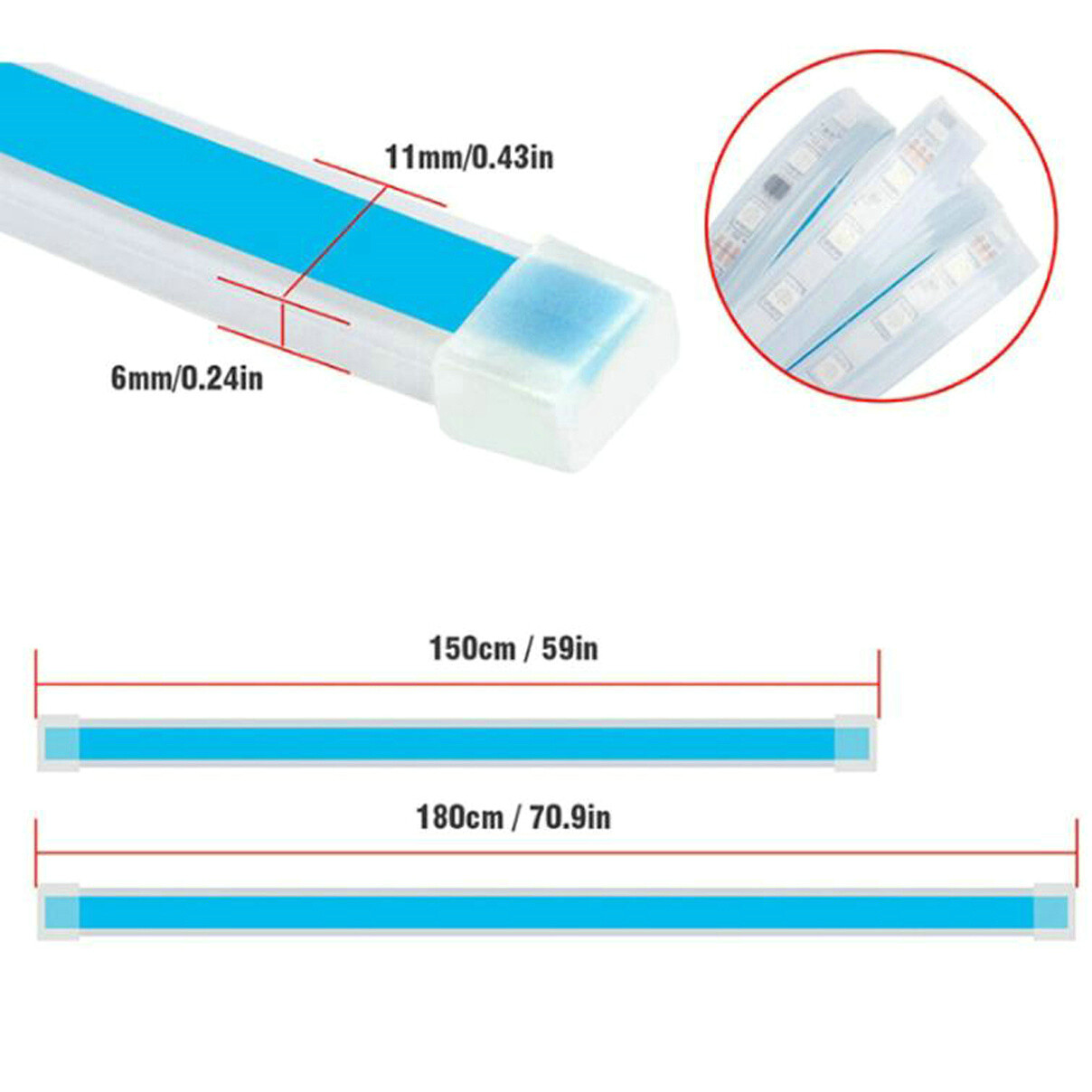 1PC 12V LED Car Daytime Running Light Strip LED Hood Lamp Waterproof